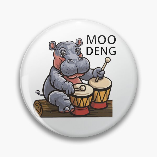 Item preview, Funny Moo Deng Baby Pygmy Hippo Playing Bongo Drums designed and sold by Nature's Fancy.