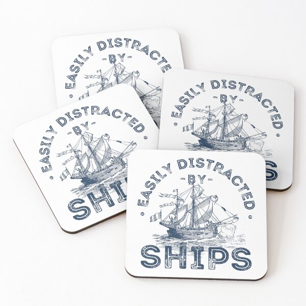 Item preview, Easily Distracted by Ships, Vintage Sailor with Classic Ship Illustration designed and sold by lagunaklein.