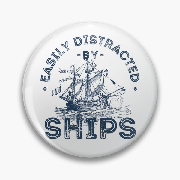 Item preview, Easily Distracted by Ships, Vintage Sailor with Classic Ship Illustration designed and sold by lagunaklein.