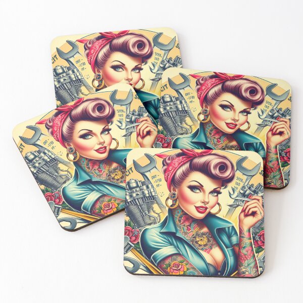 Item preview, Tattooed Mechanic Pin-up designed and sold by PulpVintage.