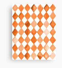 Orange-Brown Watercolour Diamond Pattern Canvas Print