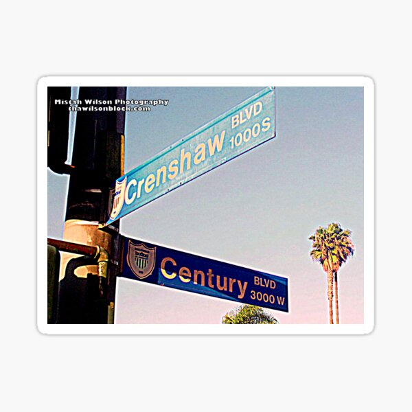 Century Boulevard & Crenshaw Boulevard, Inglewood, California by Mistah Wilson Sticker