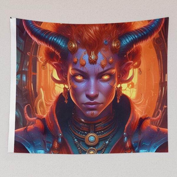 Item preview, Fire Genasi Tiefling - Dark Fantasy Art concept designed and sold by Delerat7.