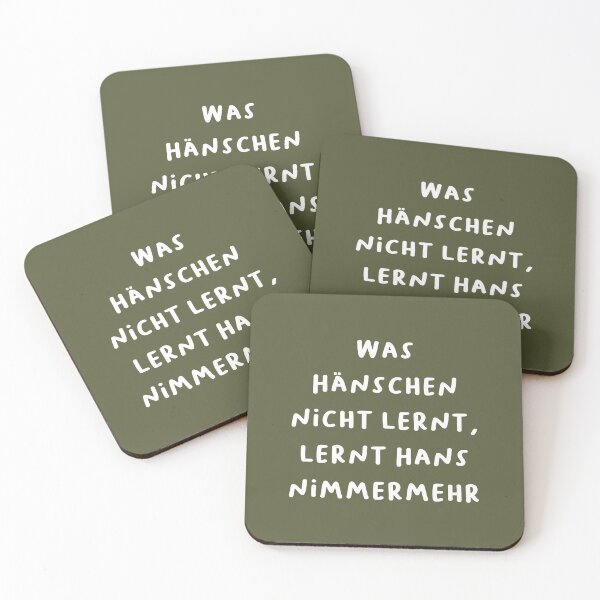 Item preview, "Was Hänschen nicht lernt, lernt Hans nimmermehr." (What little Hans doesn't learn, big Hans never will.) | German Phrases | Minimalist Design designed and sold by RM-Journey.