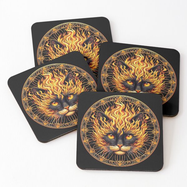 Item preview, Mystical Fire Cat Mandala Design designed and sold by Nostalgia Busters.