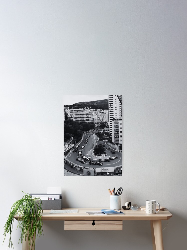 Formula 1 Art, Monte Carlo Vintage Poster, Black And White Race Car Wall Art, Race Car Poster, F1fan, Monaco Vintage Poster, Monaco Print Poster