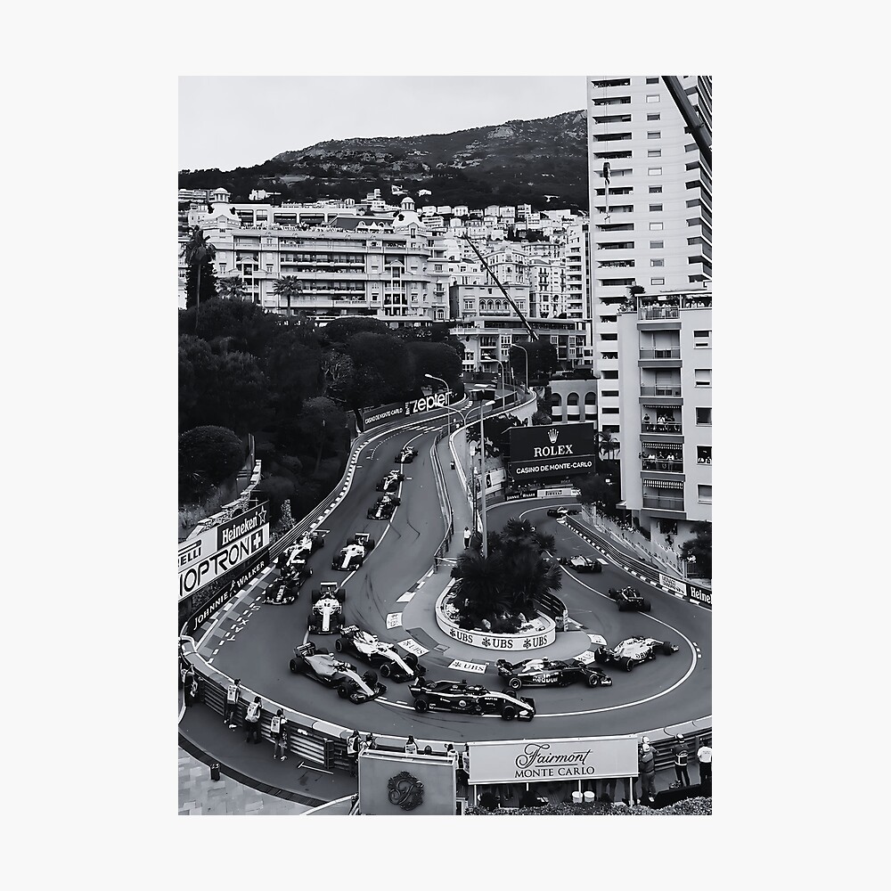 Formula 1 Art, Monte Carlo Vintage Poster, Black And White Race Car Wall Art, Race Car Poster, F1fan, Monaco Vintage Poster, Monaco Print Poster