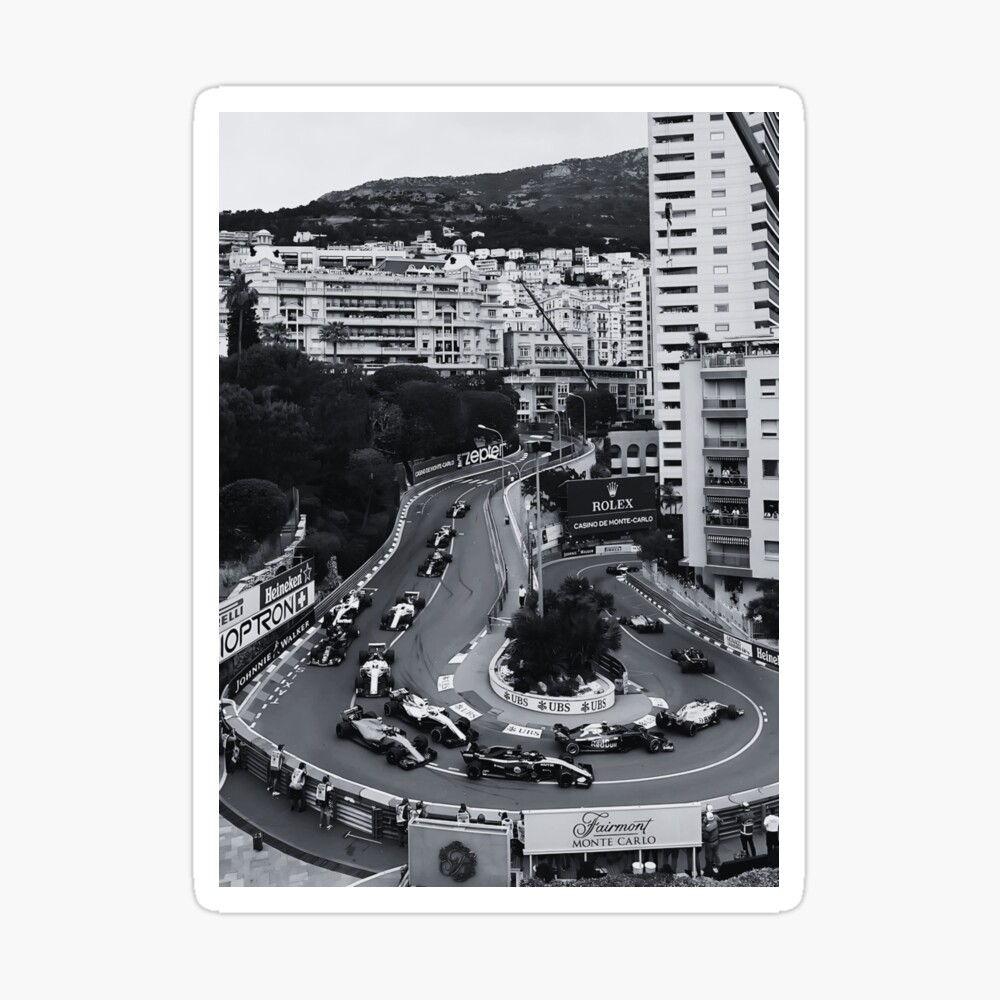 Formula 1 Art, Monte Carlo Vintage Poster, Black And White Race Car Wall Art, Race Car Poster, F1fan, Monaco Vintage Poster, Monaco Print Poster