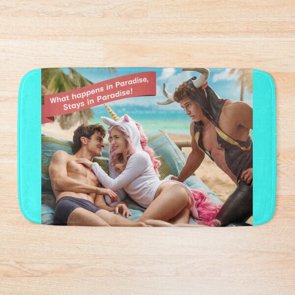 Item preview, What Happens In Paradise Stays - Unicorn - Bull - Aqua designed and sold by JLEmporium.