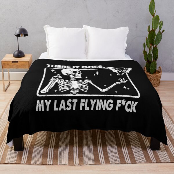 Item preview, My Last Flying F*ck Funny Skeleton Design designed and sold by Text2tee.