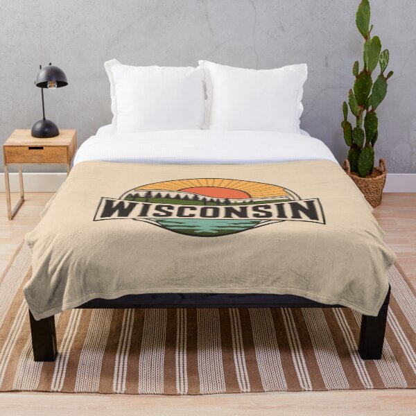 Aperçu de l'œuvre Wisconsin - Coucher de soleil vintage - Illustration colorée créée et vendue par Amazing States of America.