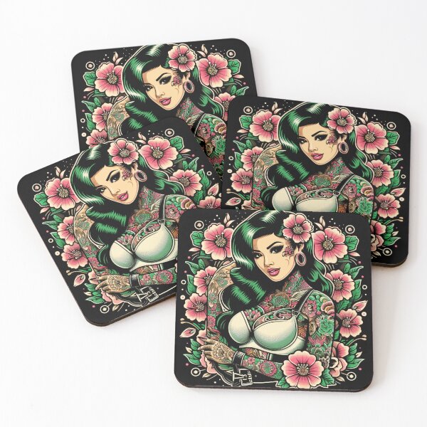 Item preview, Cute Old School Tattoo Girl designed and sold by PulpVintage.