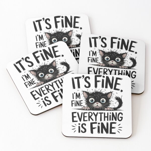 Item preview, Cute Anxious Cat Design - It’s Fine, I’m Fine, Everything is Fine designed and sold by love3617.