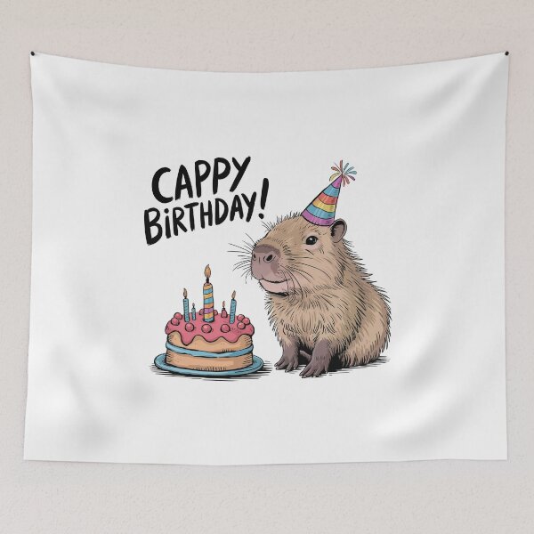 Item preview, Cappy Capy Birthday Capybara Kawaii  designed and sold by These_Prints.