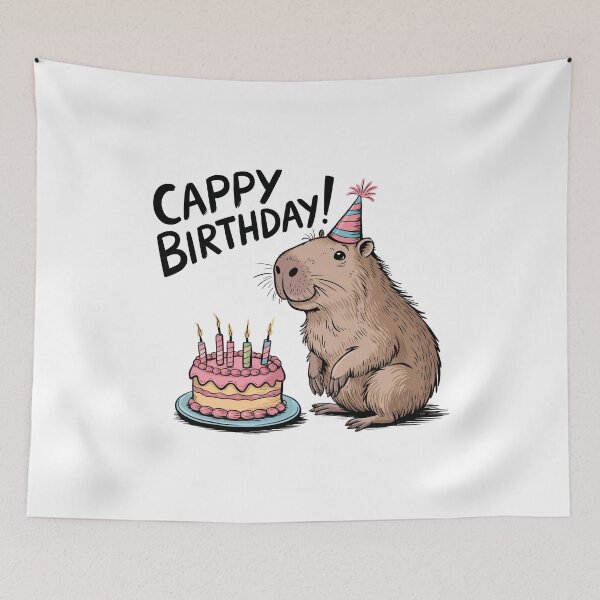 Item preview, Cappy Capy Birthday Capybara Kawaii  designed and sold by These_Prints.
