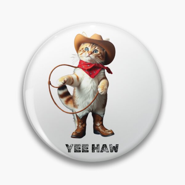 Item preview, cowboy cat with cowboy hat and lasso and Yee Haw designed and sold by GinnyGi.