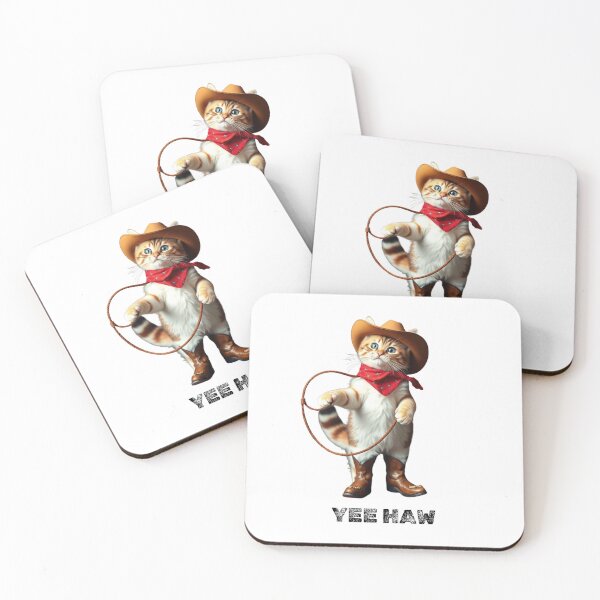 Item preview, cowboy cat with cowboy hat and lasso and Yee Haw designed and sold by GinnyGi.