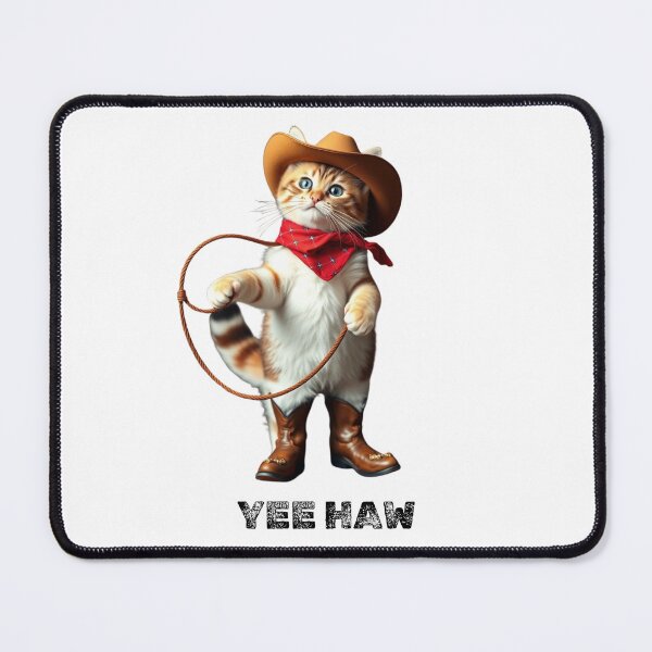 Item preview, cowboy cat with cowboy hat and lasso and Yee Haw designed and sold by GinnyGi.