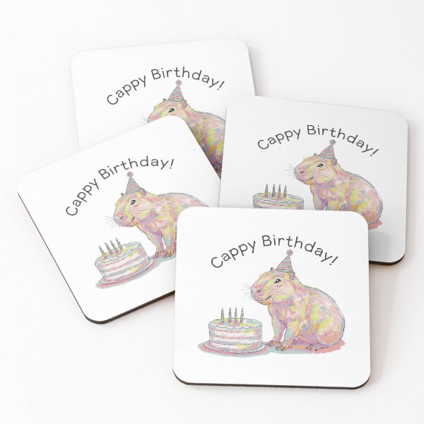 Item preview, Cappy Capy Birthday Capybara Kawaii  designed and sold by These_Prints.