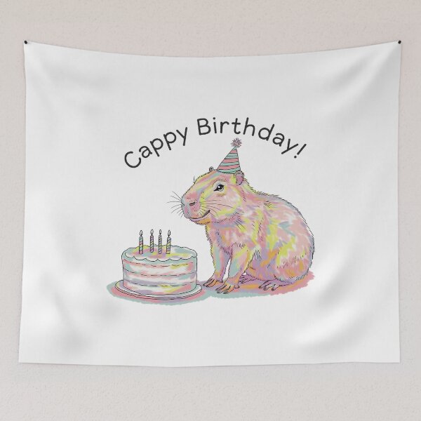 Item preview, Cappy Capy Birthday Capybara Kawaii  designed and sold by These_Prints.