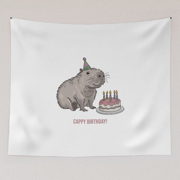 Item preview, Cappy Capy Birthday Capybara Kawaii  designed and sold by These_Prints.