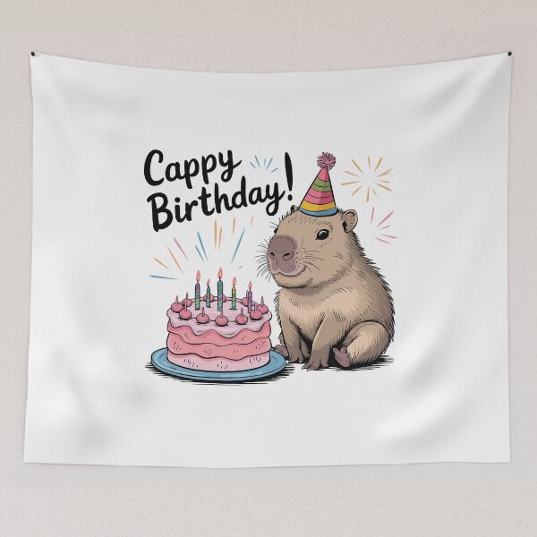 Item preview, Cappy Capy Birthday Capybara Kawaii  designed and sold by These_Prints.
