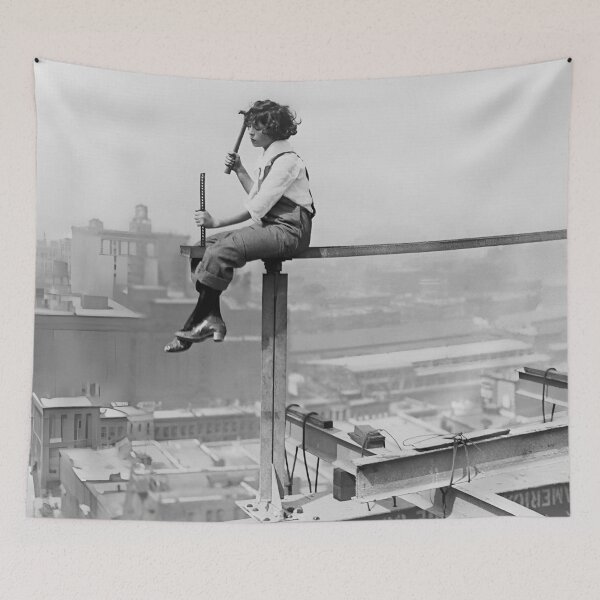 Item preview, Woman Iron Girder, Vintage Black and White Old Photo designed and sold by modernretro.