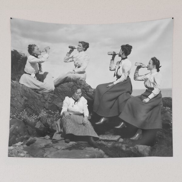 Item preview, Victorian Women Drinkers, Vintage Black and White Old Photo designed and sold by modernretro.