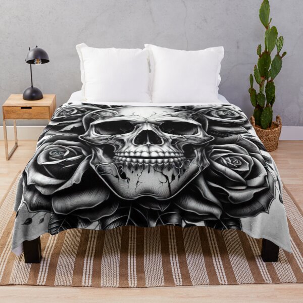 Item preview, Skull skeleton with roses , Halloween tattoo , Halloween Skull designed and sold by Expressions-Sel.