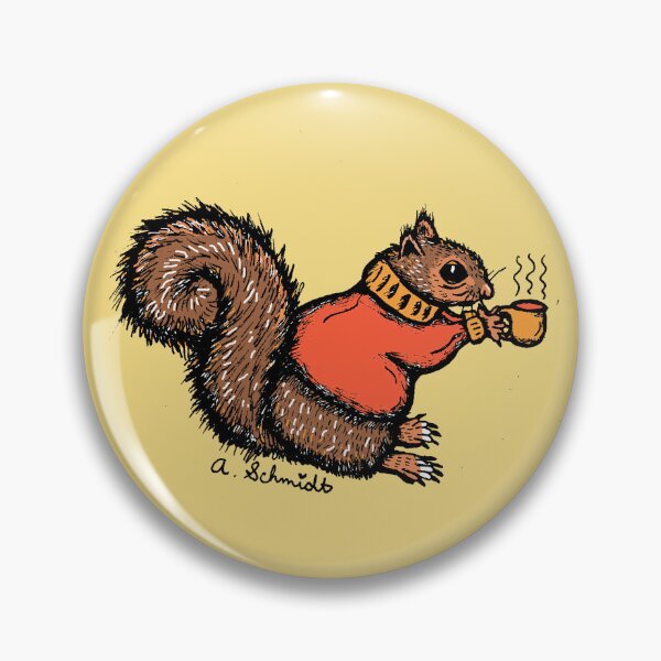 Item preview, Squirrel in a Sweater with a Mug Autumn Fall Harvest Colors Original Art Illustration designed and sold by Intergalactic Unicorn: Art by Anna Schmidt.