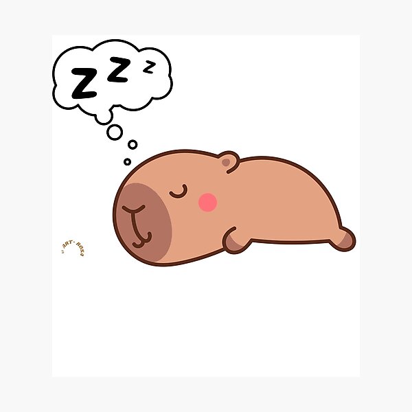Item preview, Arte animal adorable minimalista de un dulce capibara durmiendo designed and sold by Art-Rosa.
