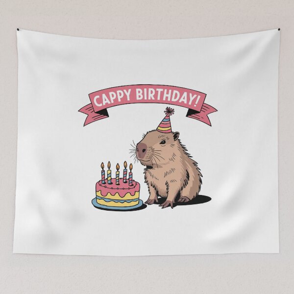 Item preview, Cappy Capy Birthday Capybara Kawaii  designed and sold by These_Prints.