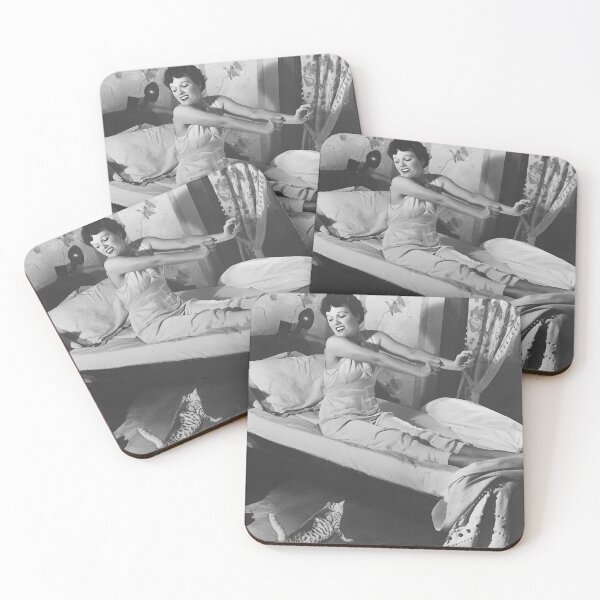 Item preview, Woman And Cat Stretching, Vintage Black and White Old Photo designed and sold by modernretro.
