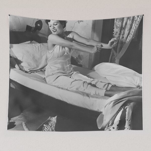 Item preview, Woman And Cat Stretching, Vintage Black and White Old Photo designed and sold by modernretro.