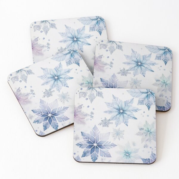 Item preview, Winter snowflakes falling, cool color palette, frozen ice, icicle, neutral colours, cool blue, blue tones designed and sold by navitalidesign.
