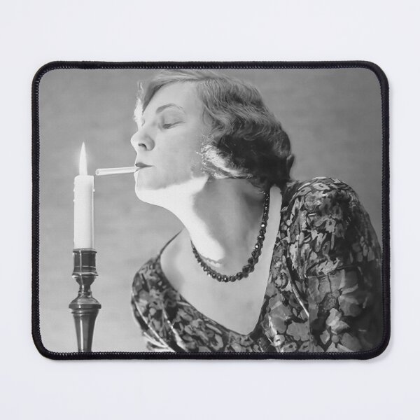 Item preview, Woman Lighting Cigarette From Candle, Vintage Black and White Old Photo designed and sold by modernretro.
