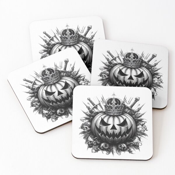 Item preview, Pumpkin with crown , knives and skulls,Halloween tattoo, Halloween pumpkin designed and sold by Expressions-Sel.
