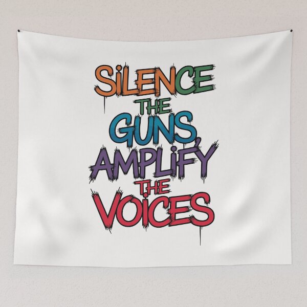 Item preview, "Silence the Guns, Amplify the Voices" Anti-War art  designed and sold by paulo silveira.