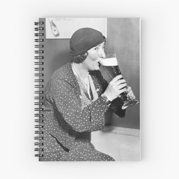 Item preview, Woman Drinking Beer, Vintage Black and White Old Photo designed and sold by modernretro.