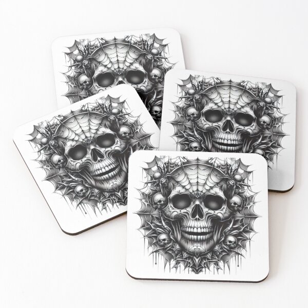 Item preview,  Skull with spider web and spiders ,  Halloween  tattoo ,  Halloween Skull  designed and sold by Expressions-Sel.