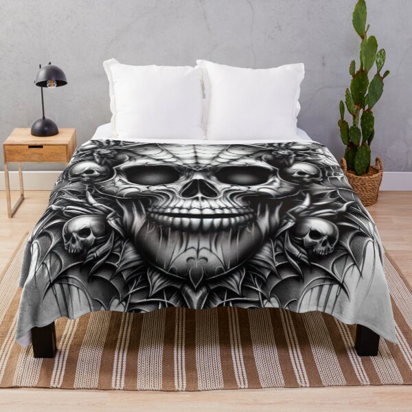 Item preview, Skull with spider web and spiders , Halloween tattoo , Halloween Skull designed and sold by Expressions-Sel.
