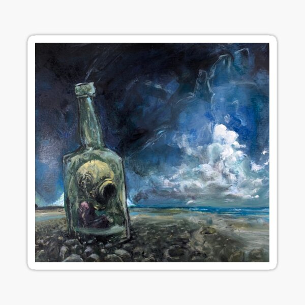 Item preview, In a bottle - Acrylic and oil painting after Shaun Tan designed and sold by maliafecteau.