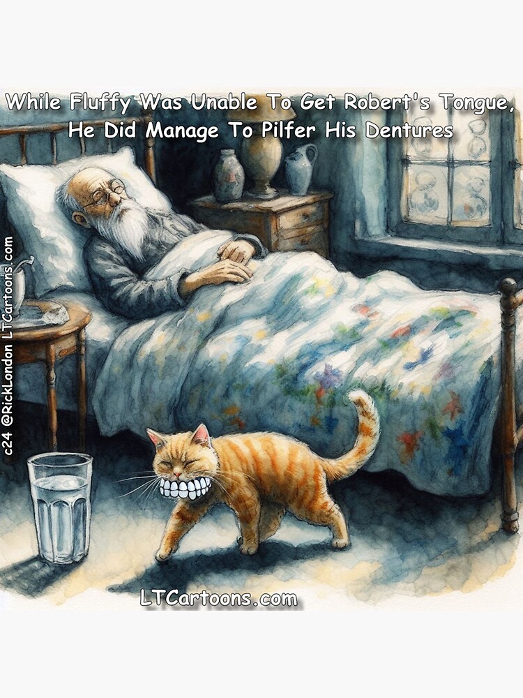 Thumbnail 3 of 3, Sticker, What's Wrong? Cat Got Your Dentures? designed and sold by ltcartoons.