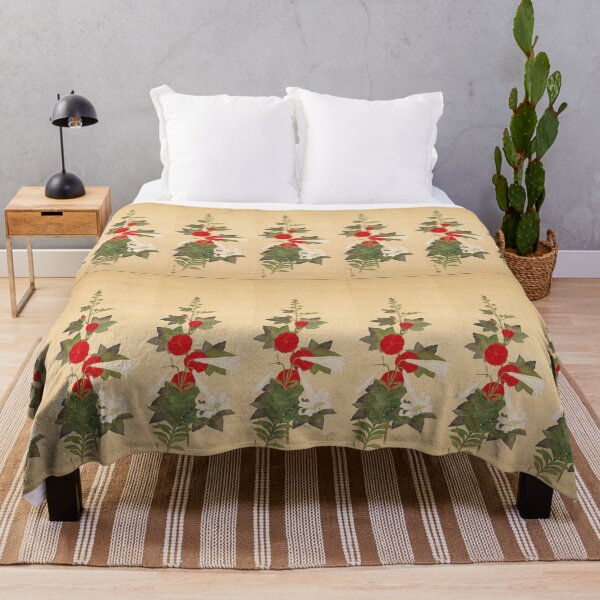 Item preview, Hollyhock and Lilies by Suzuki Kiitsu designed and sold by EmeraldeaArt.