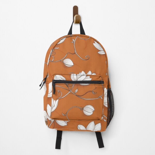 Item preview, White Flower Blossoms And Vines On Halloween Orange Background designed and sold by burbankdesigns.