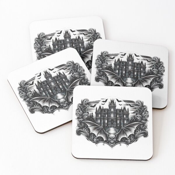 Item preview,  castle with full moon, bats and skulls ,Halloween tattoo, Halloween skulls,halloween castle designed and sold by Expressions-Sel.