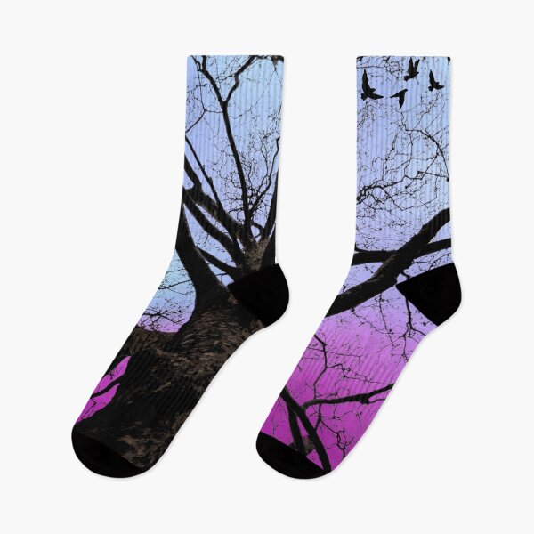 Item preview, Haunting Winter Trees Silhouette at Magenta Sunset with Birds designed and sold by Fredster1966.