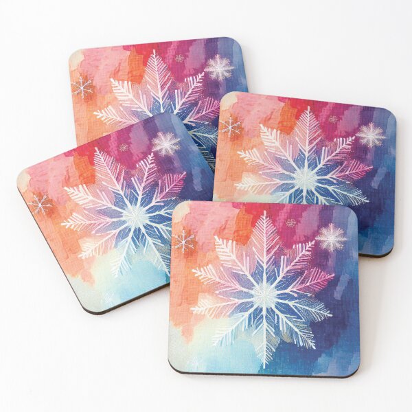 Item preview, Boho Winter decor 2, rainbow snowflakes falling, cool color palette, frozen ice, icicle, neutral colours, cool blue, blue tones designed and sold by navitalidesign.