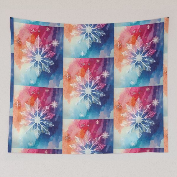 Item preview, Boho Winter decor 2, rainbow snowflakes falling, cool color palette, frozen ice, icicle, neutral colours, cool blue, blue tones designed and sold by navitalidesign.