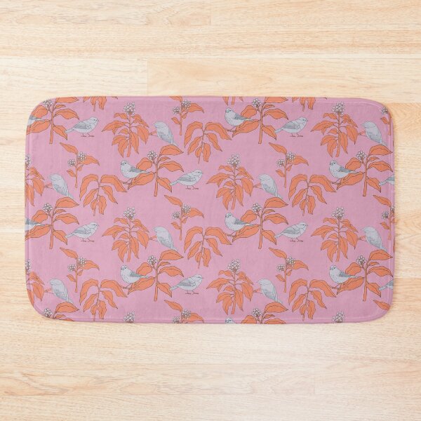 Item preview, Backyard plants with berries and backyard birds on pink designed and sold by aysegulkacar.